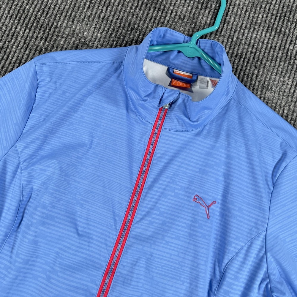 PUMA WindCELL Jacket Womens Large Blue Full Zip Lightweight Windbreaker Running‎